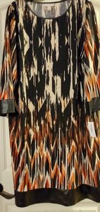 Knit Dress with Faux Leather Trim